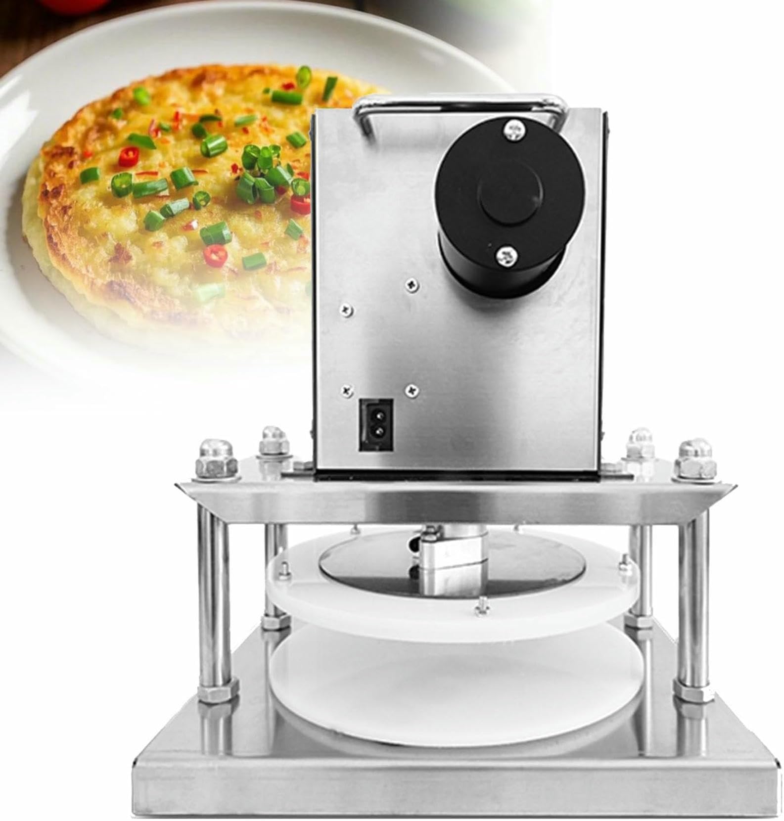 Rodillo Eléctrico para Hacer Pasta, Máquina para Hacer Pizza Ajustable De Acero Inoxidable, Prensa Eléctrica para Masa De Pizza De Acero Inoxidable, Fácil De Limpiar.