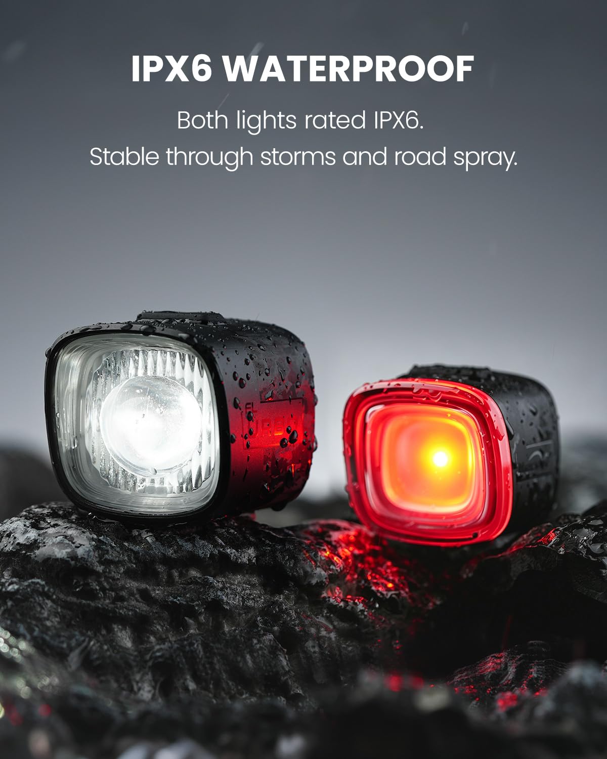 Ensemble d'éclairage vélo Magicshine URBO COMBO,feu arrière avec capteur de freinage et phare avant à coupure nette. Accessoires vélo ultralégers et étanches, idéaux pour les trajets urbains nocturnes | Phare de freinage, feu arrière, ultra léger, marche/