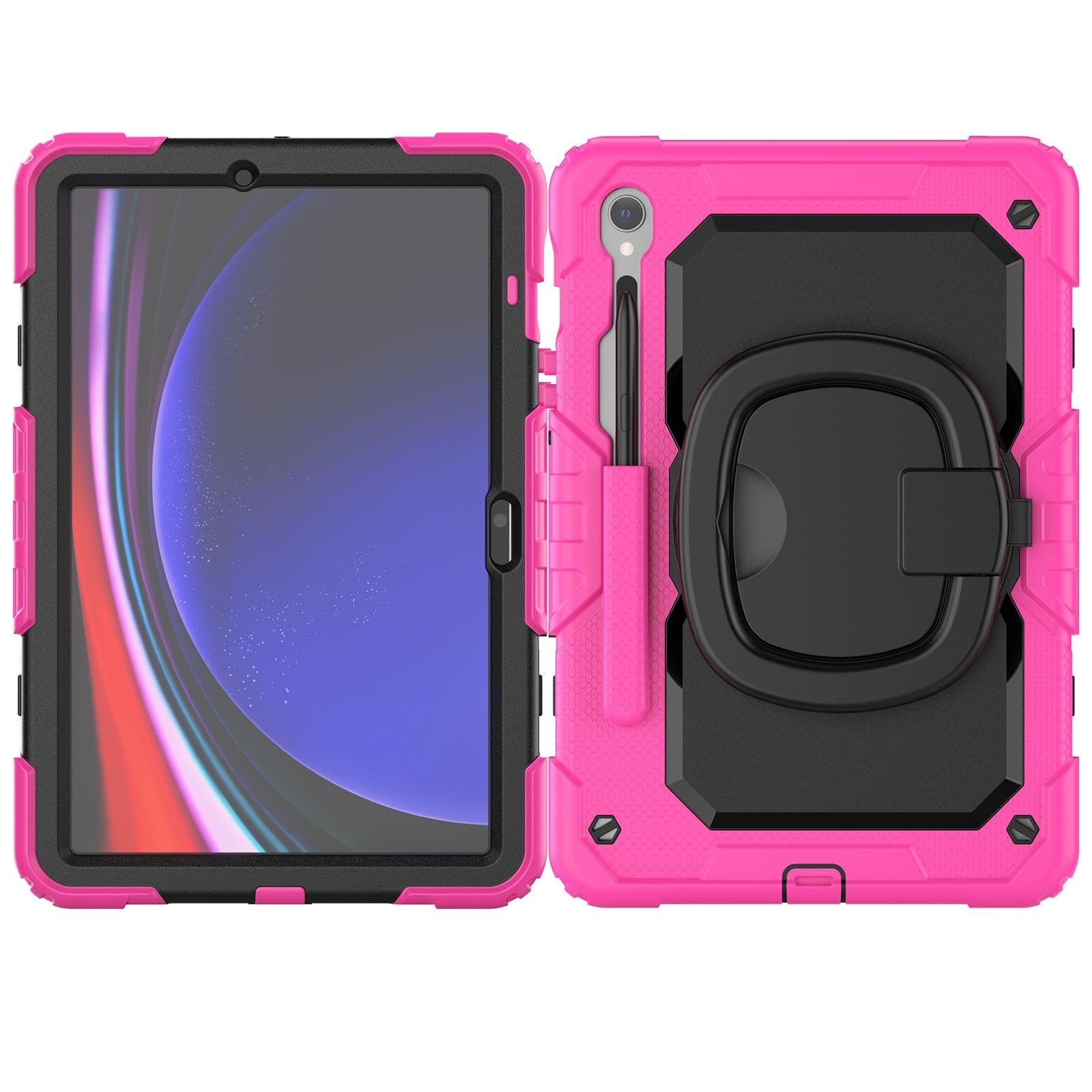 Ochronne etui na tablet PC, wytrzymałe, odporne na wstrząsy etui z tworzywa TPU kompatybilne z Samsung Galaxy Tab S9 11 cali 2023 X710/X716B/X718U etui dla dzieci, obracany o 360 stopni, uchwyt