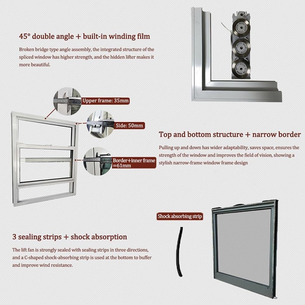 Finestra in Lega di Alluminio per Casa, Finestre A Ghigliottina A Filo, Finestre Scorrevoli per Distributori Automatici per Ristorante, Bagno, Camera da Letto(19.7x31.5in/50x80cm)