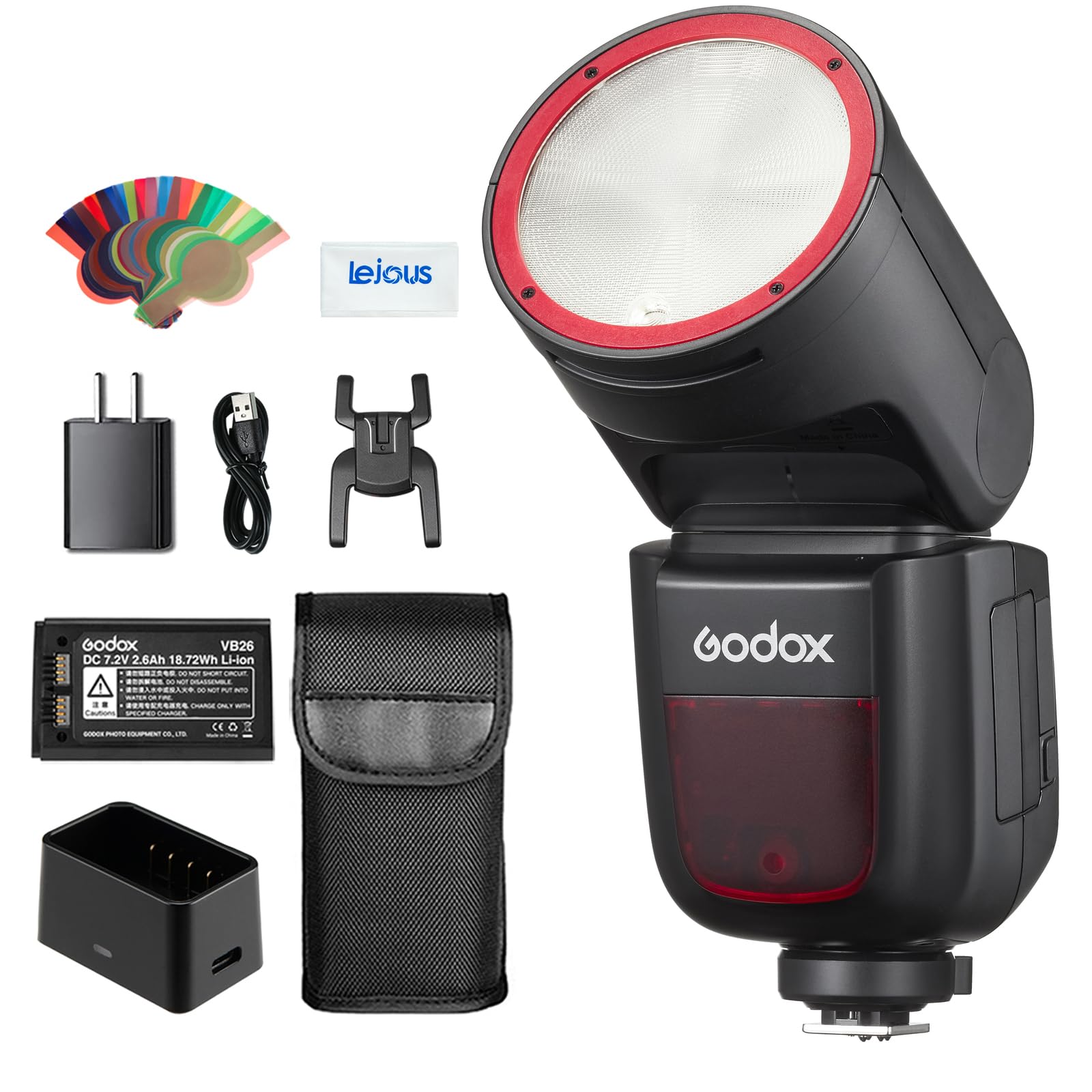 Godox V1-N V1N USA Version Camera Flash Speedlite Compatible for Nikon Cameras, 76Ws 2.4G TTL Li-ion Flash, 1/8000 HSS, 480 Full Power Shots, 1.5s Recycle Time, 10 Levels LED Modeling Lamp