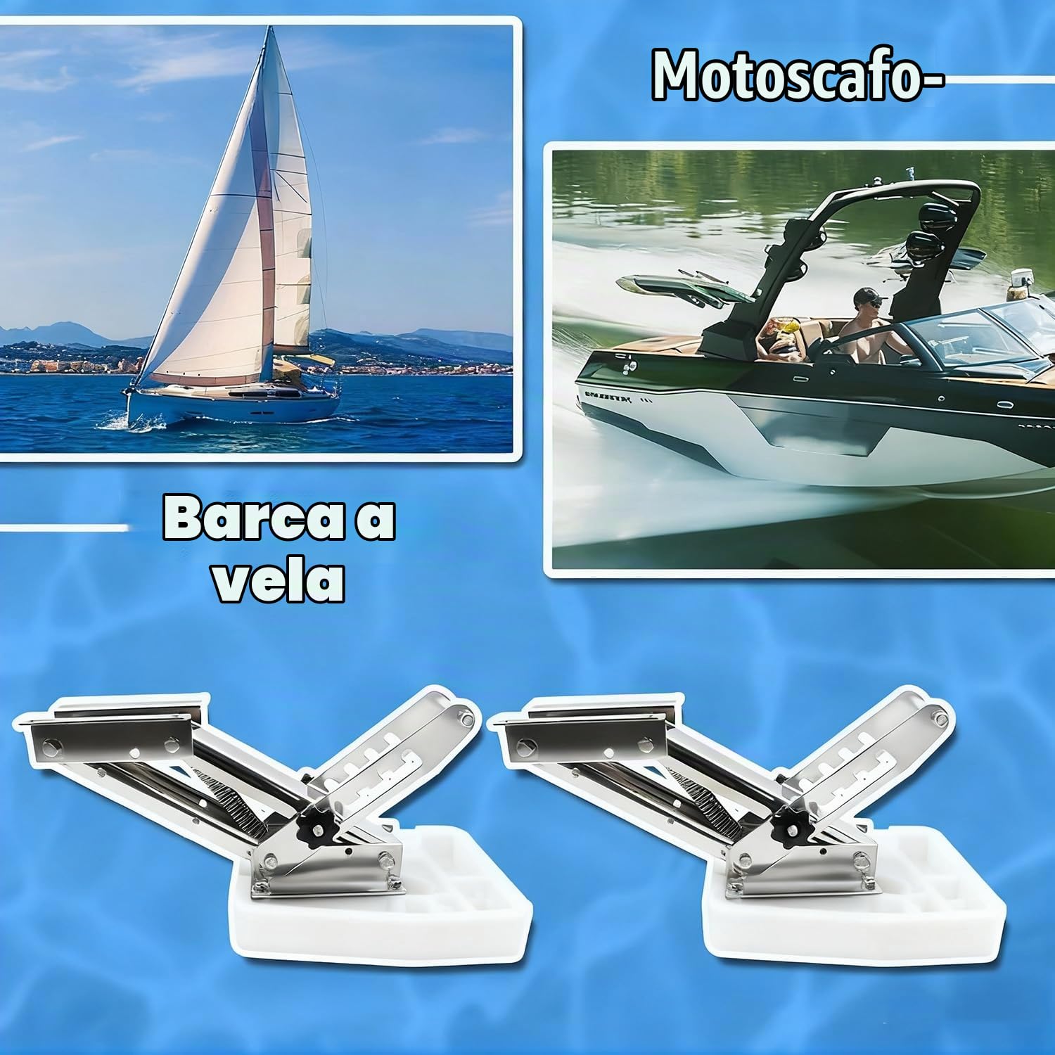 Supporto Motore Barca,Accessorio Regolabile per Imbarcazioni,in Acciaio Inox,Carico Massimo 20hp,per Yacht,Motoscafi e Barche,Bianco