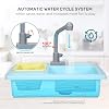 CUTE STONE Juguete de Cocina con Cambio de Color, Juguete de Lavaplatos Eléctrico para Niños con Agua Corriente, Grifo Mejorado, Sistema de Circulación de Agua Automático, Juguete de Roles para Niños y Niñas 7