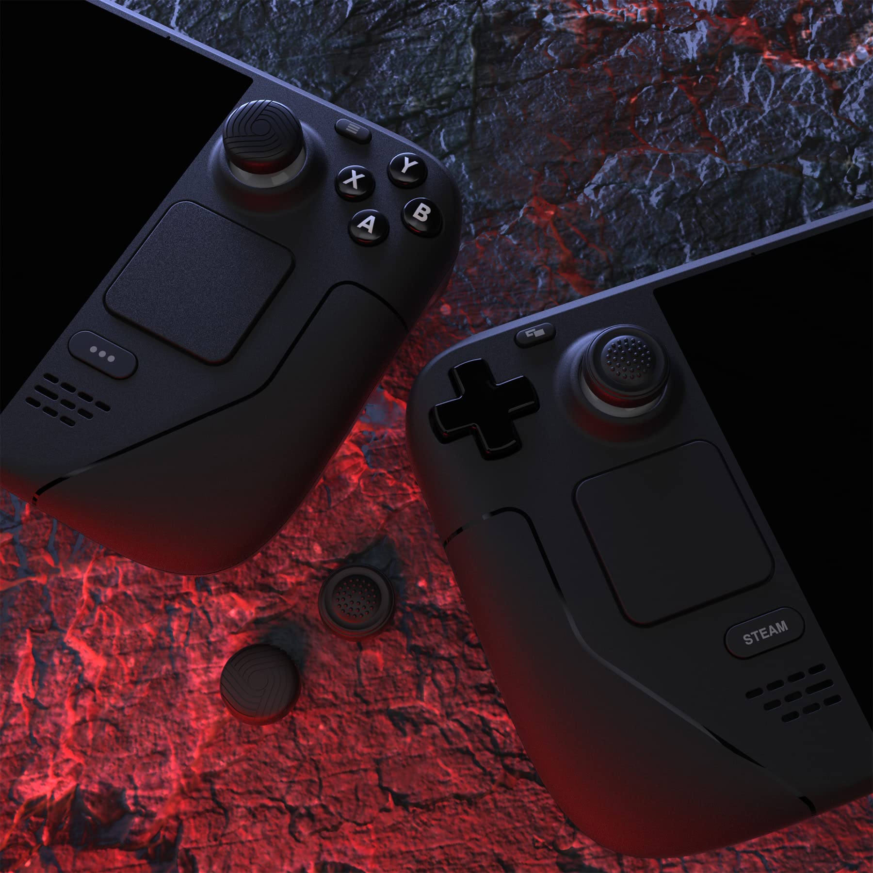 PlayVital Agarres para el Pulgar para Steam Deck LCD Silicona Tapas de Joystick para PS Portal Caps Thumb Grip Cubierta Antideslizante para Joystick para Steam Deck OLED(Samurái&Guardián-Negro) — view 7