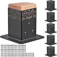 Vista 11 de Base de poste de 4 x 4, tamaño interior de 3.6 x 3.6 pulgadas, base de anclaje de poste de madera resistente para kit de valla de pérgola, base