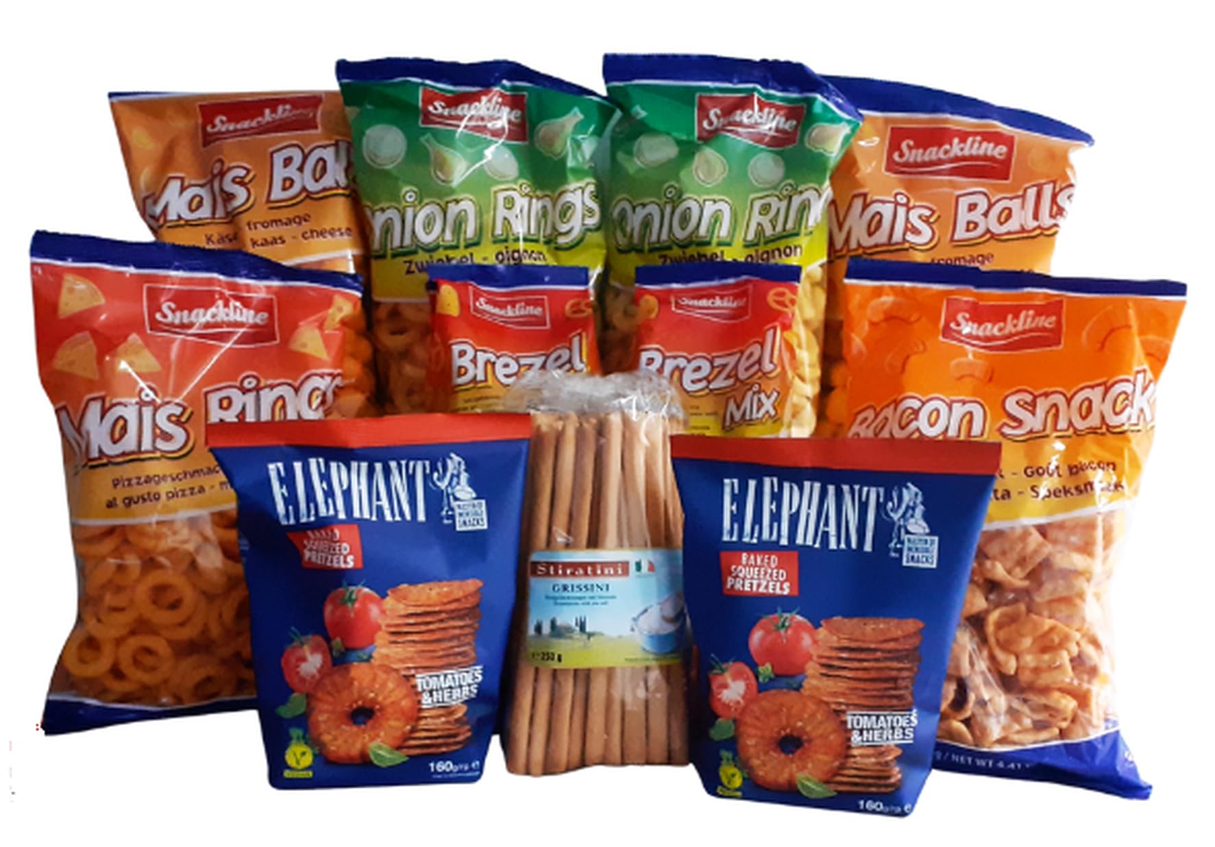 XXL Snack Box | Party Mix | Knuspriger Knabbermix | Für Filmabende, Feier, Geburtstagsfest, Grill Party | Karneval |11 Packungen Knabbergebäck