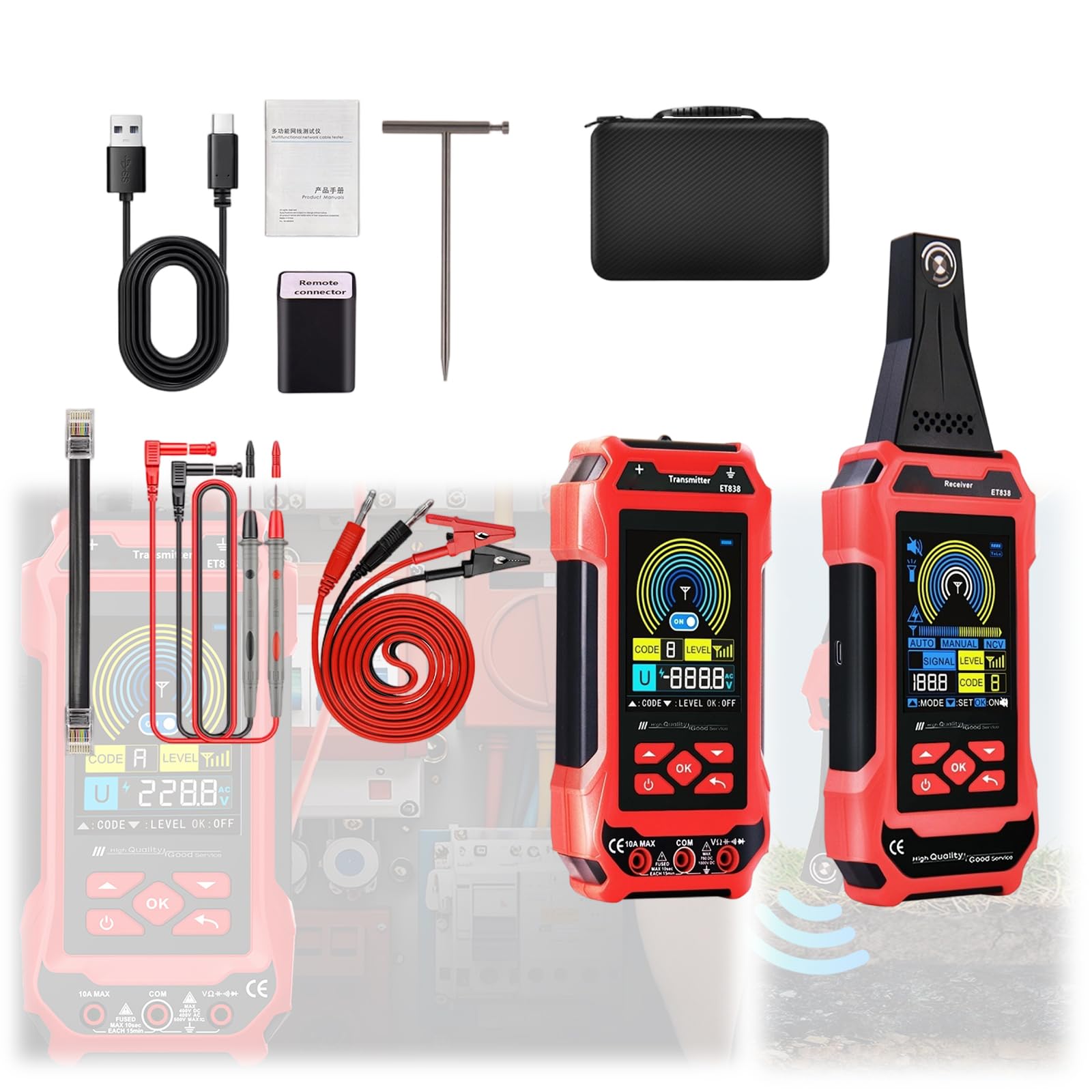 Hzbb Et838 Ergonomic Handheld Device Combines Wire Detector And Meter For Easy And Circuit Diagnostics Networking Cable Detector