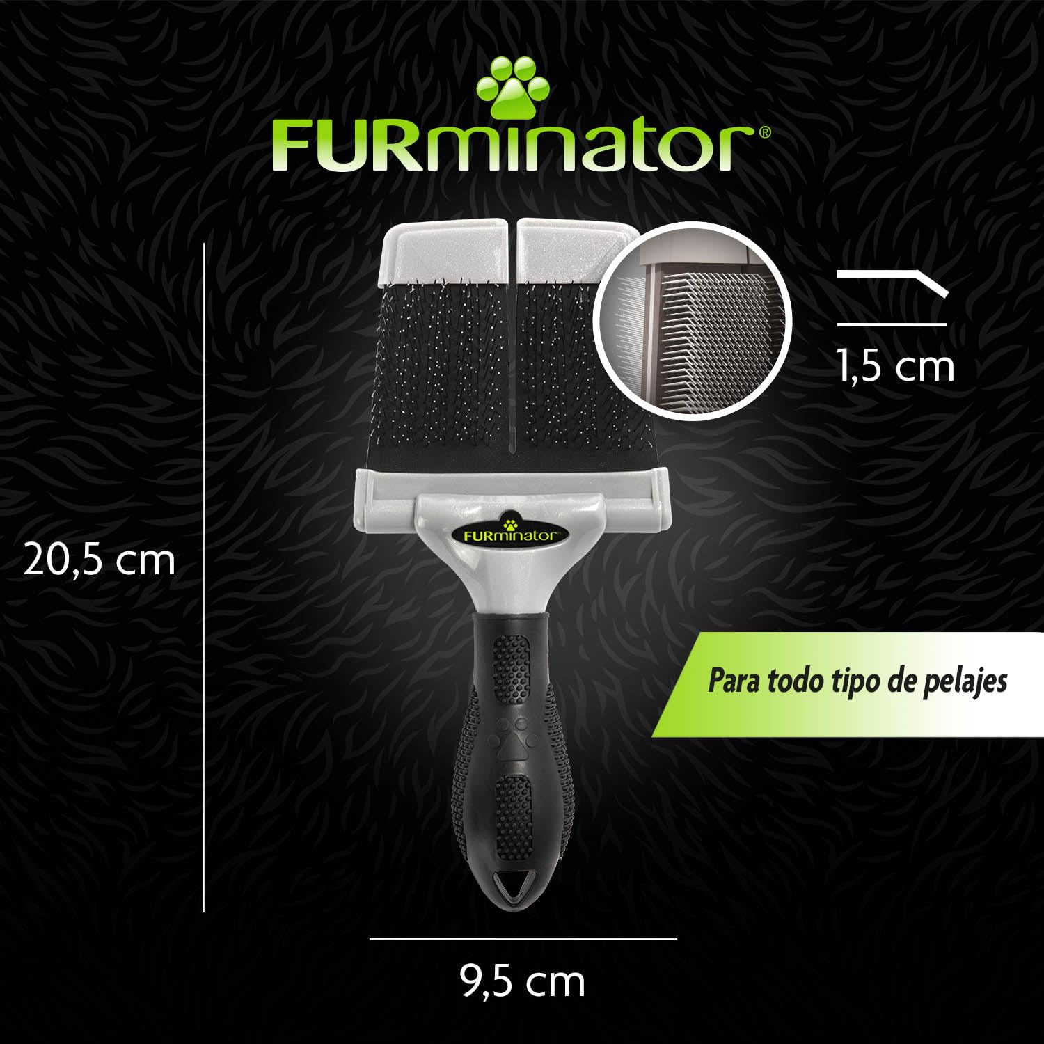 FURminator Slicker Brush Carda Grande/Dura para separar y desenredar el pelo de los perros y gatos