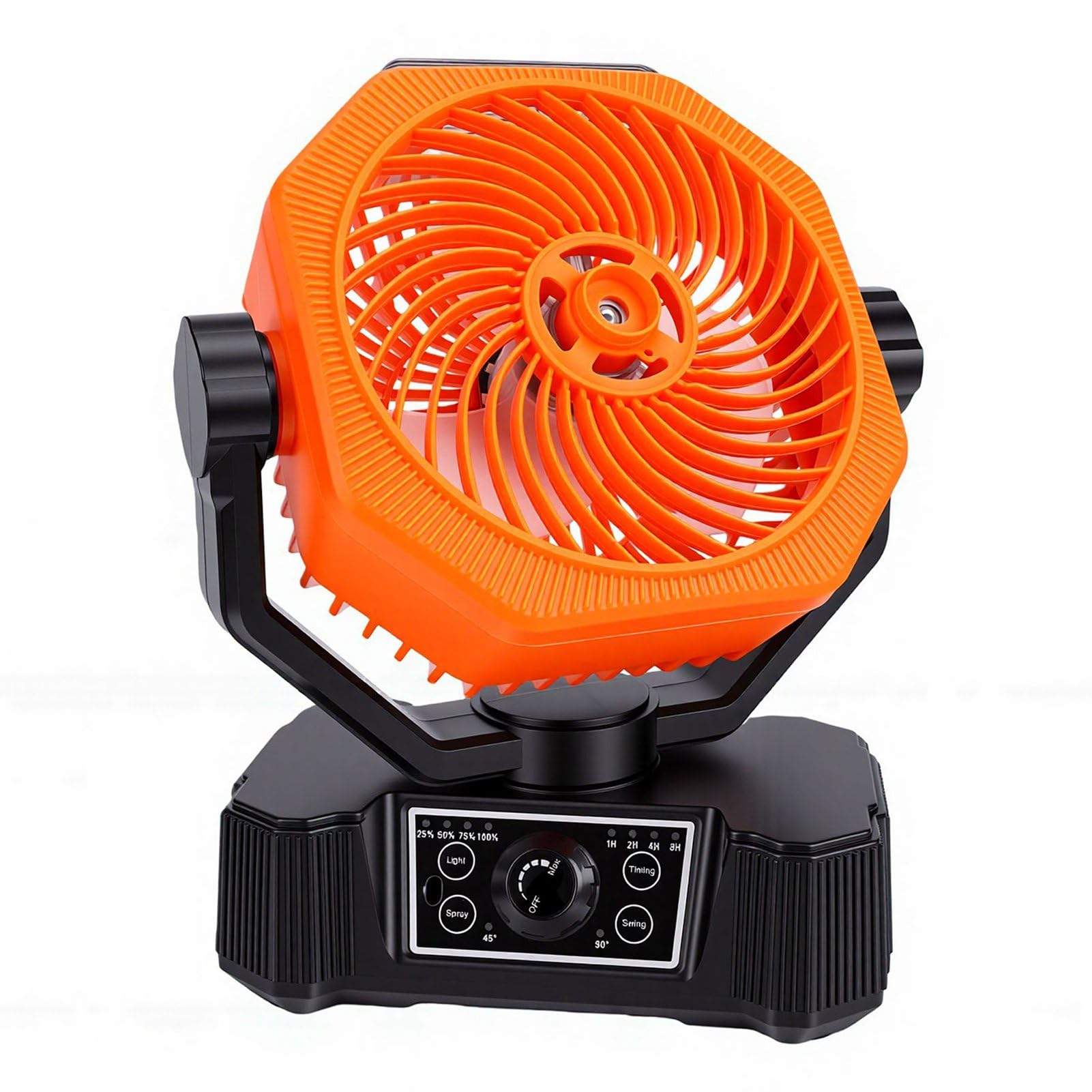Ventilatore Nebulizzatore da Campeggio 10000mAh Ventilatore Oscillante Automatico Alimentato a Batteria con Luce LED, 8 velocità e Timer 1-8H per Ufficio da Viaggio in Giardino