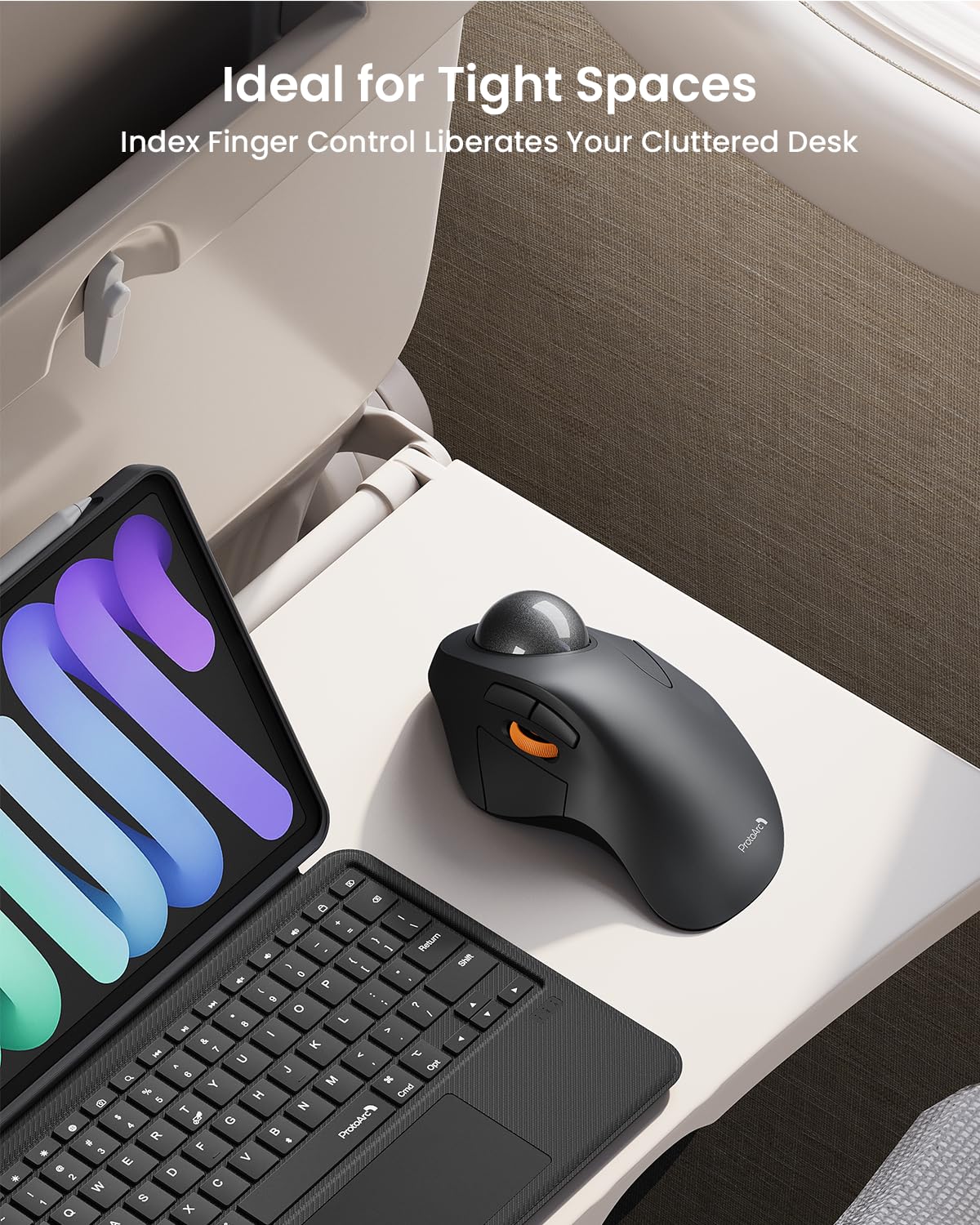 ProtoArc Souris Trackball Bluetooth Sans Fil Index, EM03 NL Souris Ergonomique Rechargeable à Boule, Connexion Multi-Appareils 2.4G et Double Bluetooth pour PC, Mac, Travail de Bureau Windows, Noir