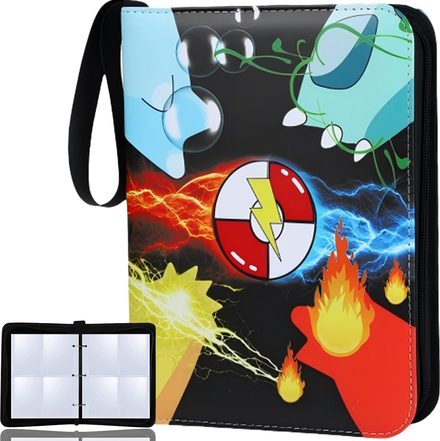 ZHUIYIWIN 4-Pocket Trading Card Zip Binder,400 Pockets Card Binder Folder, PU Leather Card Folder Trading for Collectible Games, Sports, TCG (Touch, 4-Pocket)