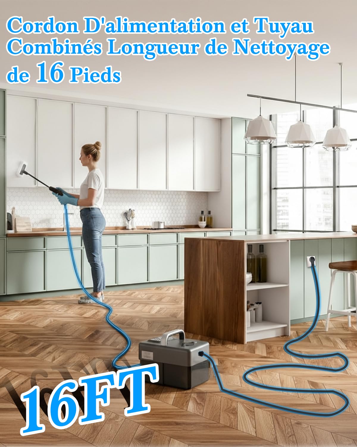 Upgrade Nettoyeur Vapeur Portable - 2500W, 6 Niveaux de Réglage, Réservoir D'eau 1,6L, 120 °C Vapeur, Chauffage en 15s,Portable avec 10 Accessoires, Nettoyage des Canapé,Sol,Vitre,Matelas,Gris