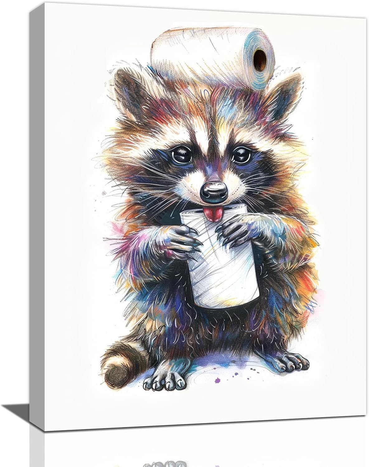 Raccoon Wall Art Funny Bathroom Wall Decor Colorful Raccoon