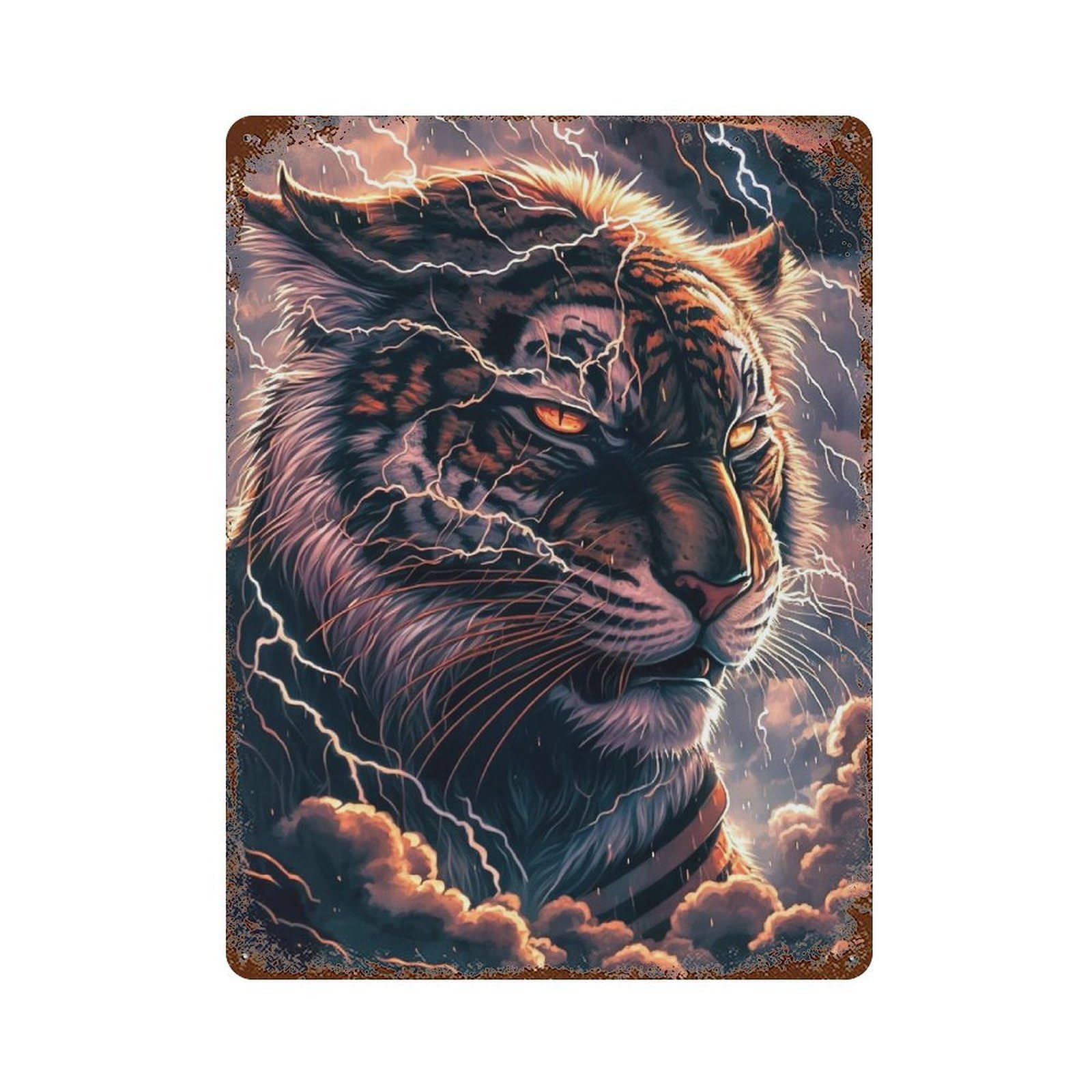 Thundering Tiger Power -2 Decorative Tin Sign 15.7"x11.8", Vintage Wall Decor for Garage, Pub Or Kitchen