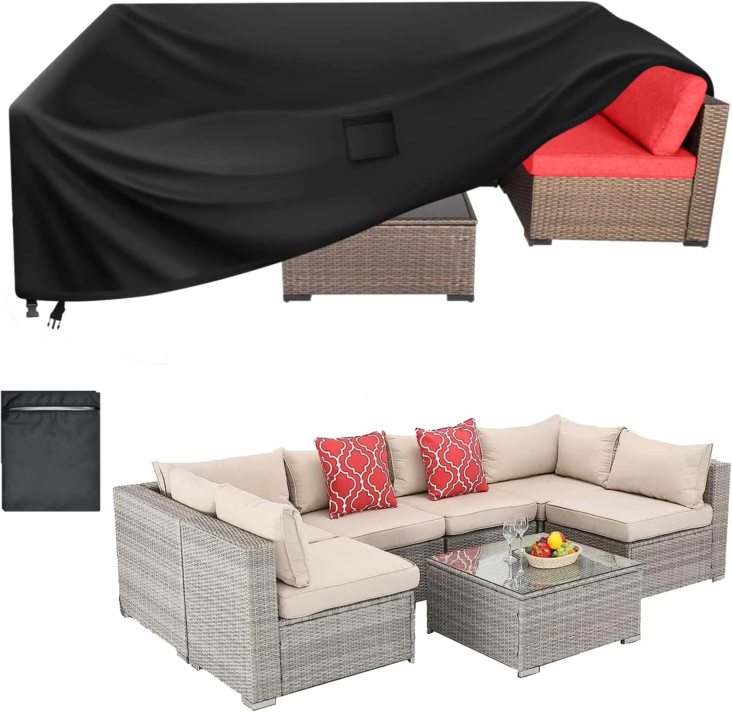 TOCOZOC Cubierta de Muebles de Patio, Funda para Muebles de Jardín