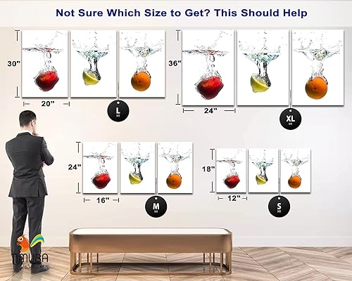 Miniatura 4 de Arte de pared de cocina de 3 piezas, arte de pared en lienzo de cocina, arte de pared de frutas para decoración de pared, cuadros para cocina y