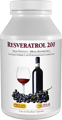 ANDREW LESSMAN Resveratrol-200 - 60 cápsulas Vino tinto beneficioso antioxidante natural sin alcohol Sin aditivos