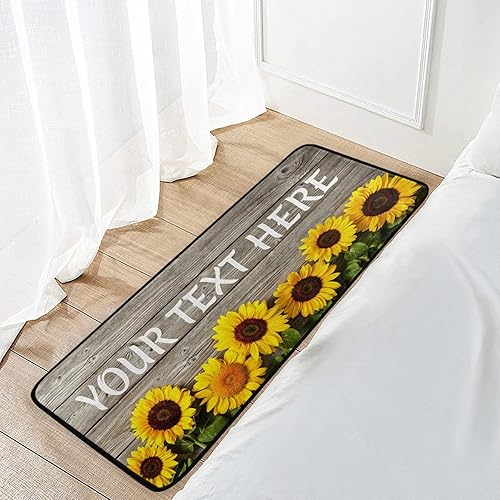 Miniatura 7 de Tapete de cocina de girasol personalizado, tapete de cocina lavable personalizado para piso, cojín antifatiga, tapete cómodo para decoración de