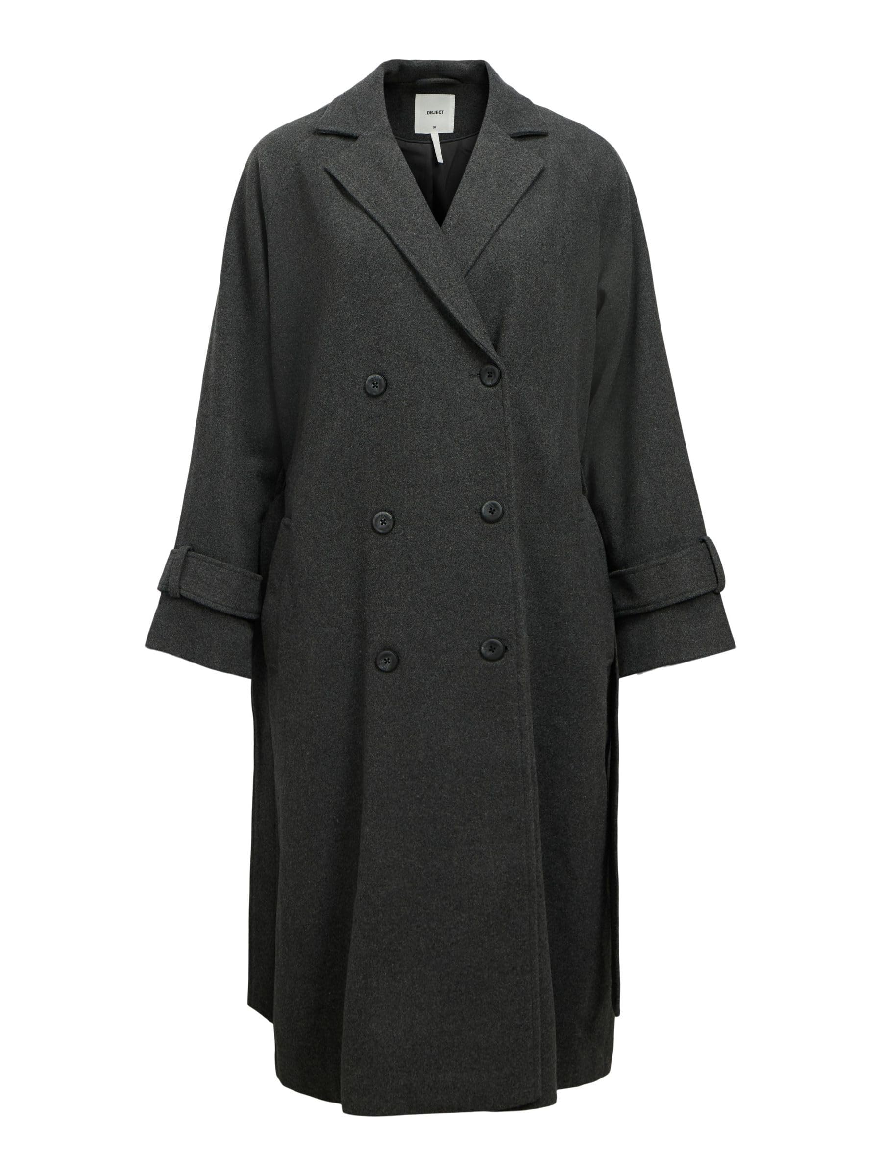 Object OBJKEILY L/S COAT NOOS, Dark grey blend, XS/S