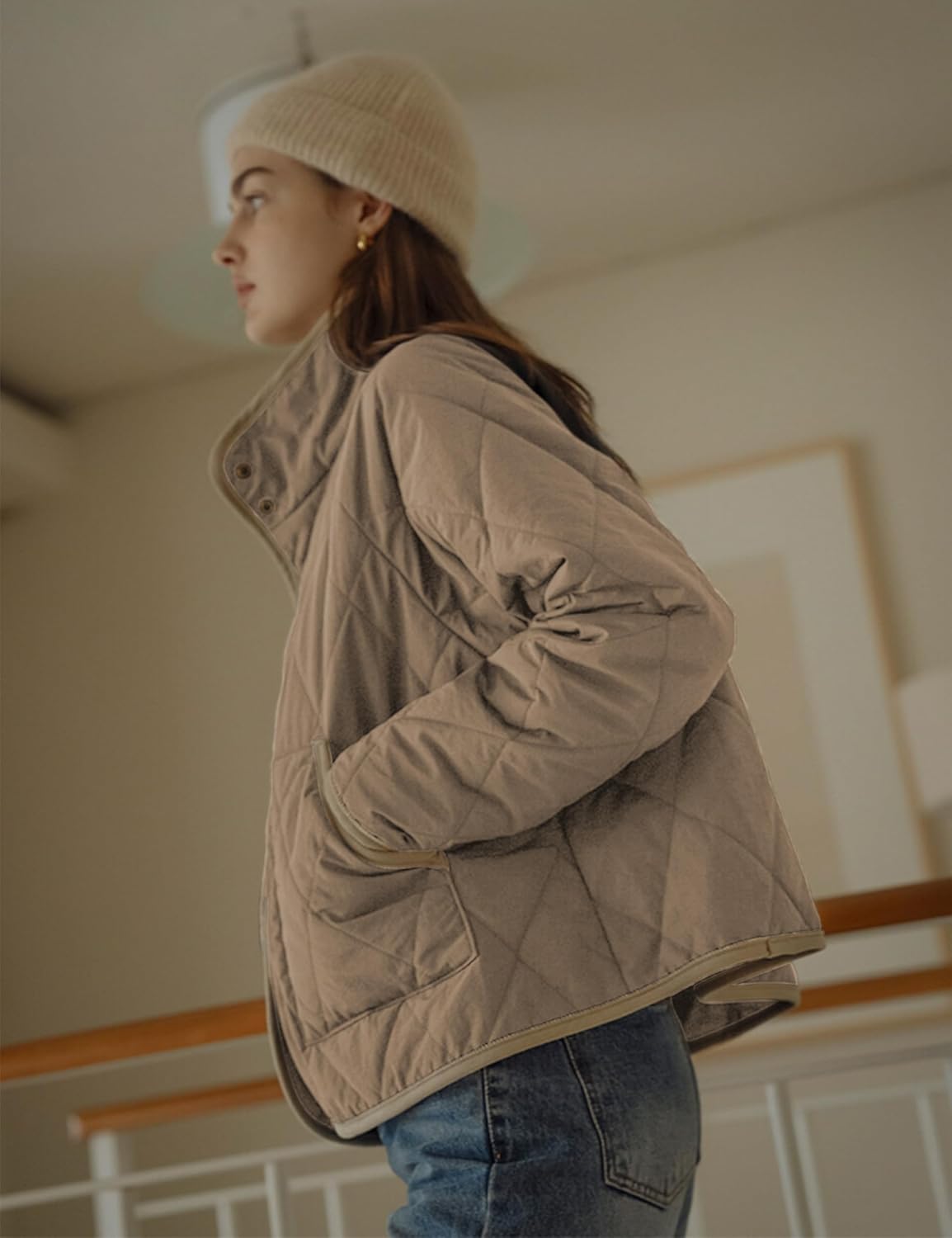 Faleave Women's Quilted Jacket Button Down Puffer Jacket Lightweight Coats Padded Outwear with Pockets - Image 7