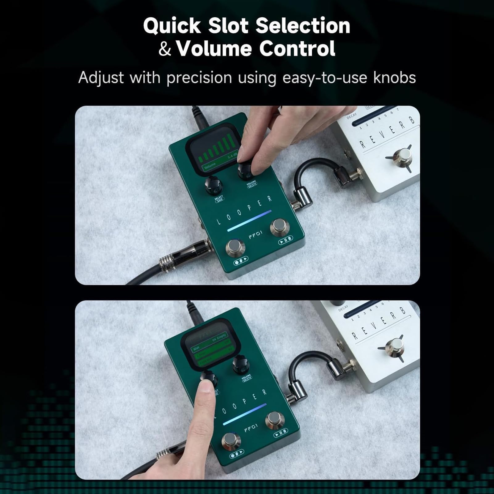 Pedal de Looper de Guitarra, Pedal de Bucle Estéreo con Gestión de Datos USB de Pantalla y Desvanecimiento para Guitarra Eléctrica y bajo (Enchufe de la UE)
