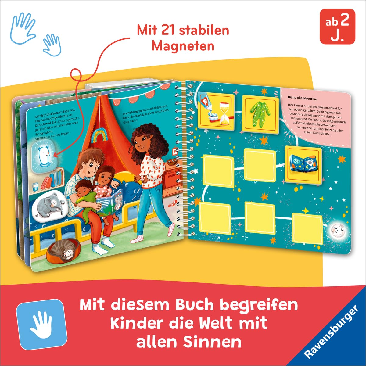 Mein großes Magnetbuch: Das machen wir am Abend - Magnet-Spielbuch ab 2 Jahren, Bilderbuch: Mit 21 Magneten