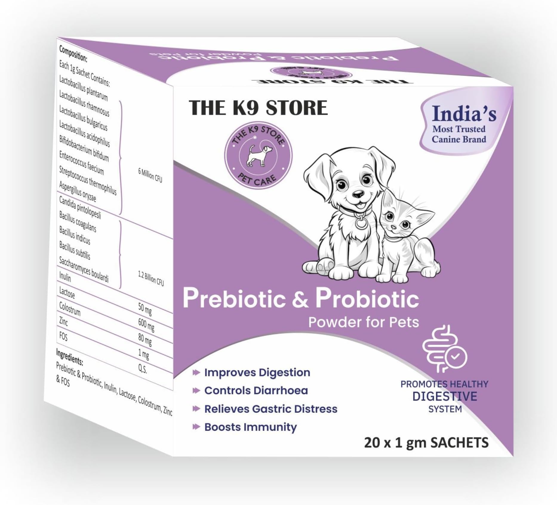 Prebiotics & Probiotics for Dogs & Cats - Dog Gut Health Supplement - Dog Diarrhea Medicine - Pro Belly for Dogs Gut - Dog Supplement Powder-Pre & Probiotic