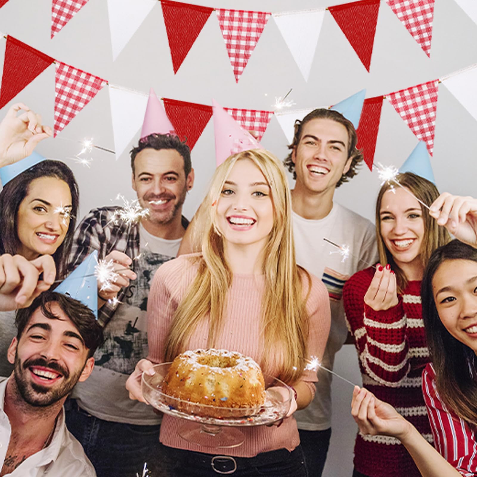 Guirnalda De Banderines De Tela – 4 Metros, 48 Banderines, Reutilizable, Ideal Para Bodas, Cumpleaños Y Fiestas