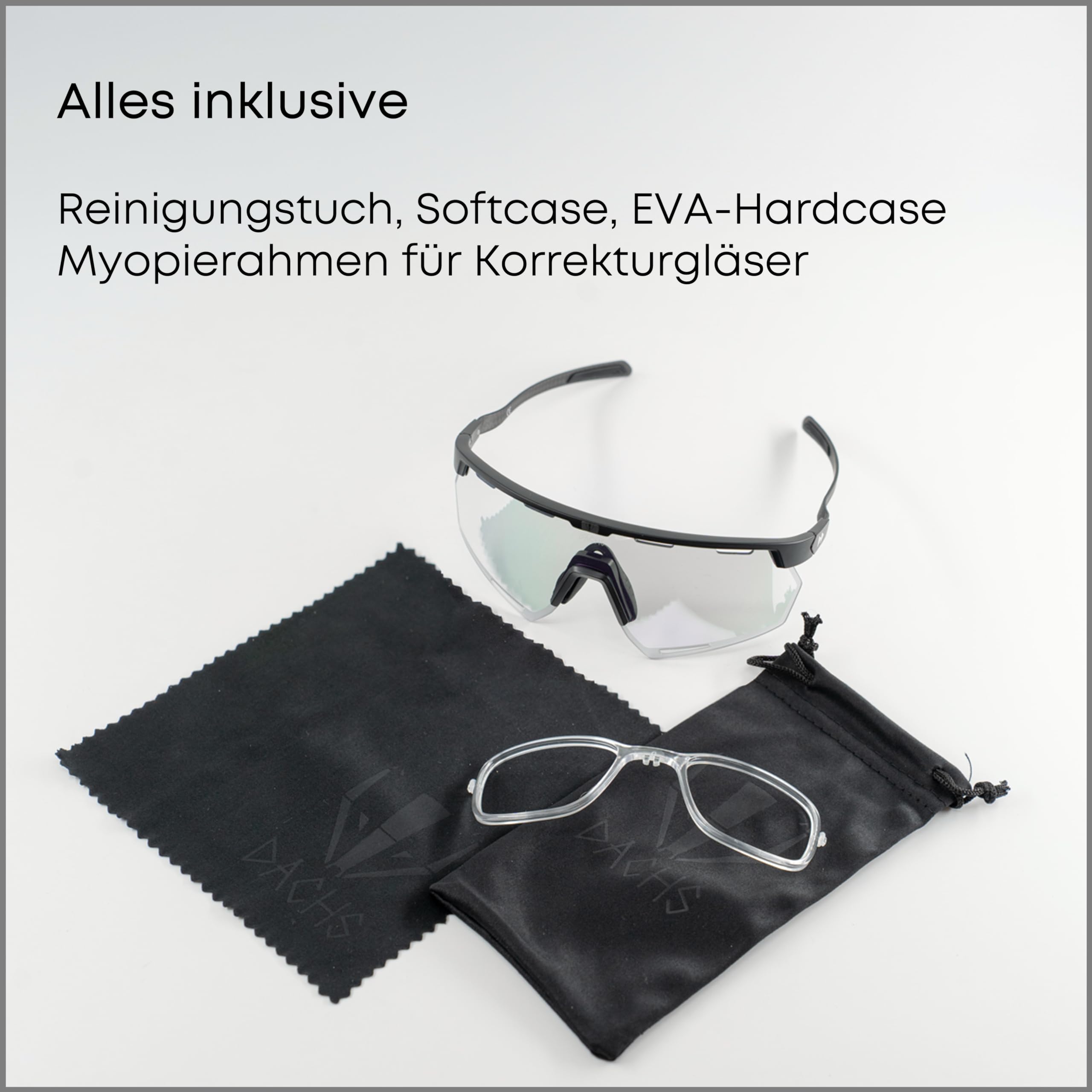DACHS Carbon fotochromowe rowerowe okulary przeciwsłoneczne, samonośne okulary UV400, ultralekkie, 24 g, ramiona karbonowe