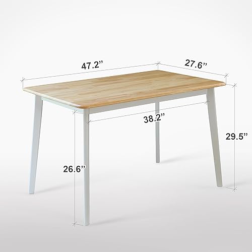 Miniatura 2 de Livinia Canberra 47.2" Mesa de Comedor Rectangular de MaderaMesa de Cocina de Medio Siglo Moderna de Roble Malayo (Natural-Blanco) Solo Mesa