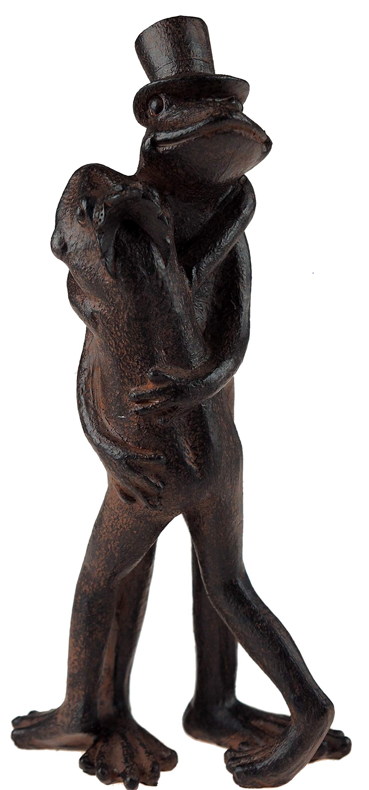 London Ornaments Bronze Iron Effect Cuddling Frogs Figurine Ornament - Home Or Garden Use