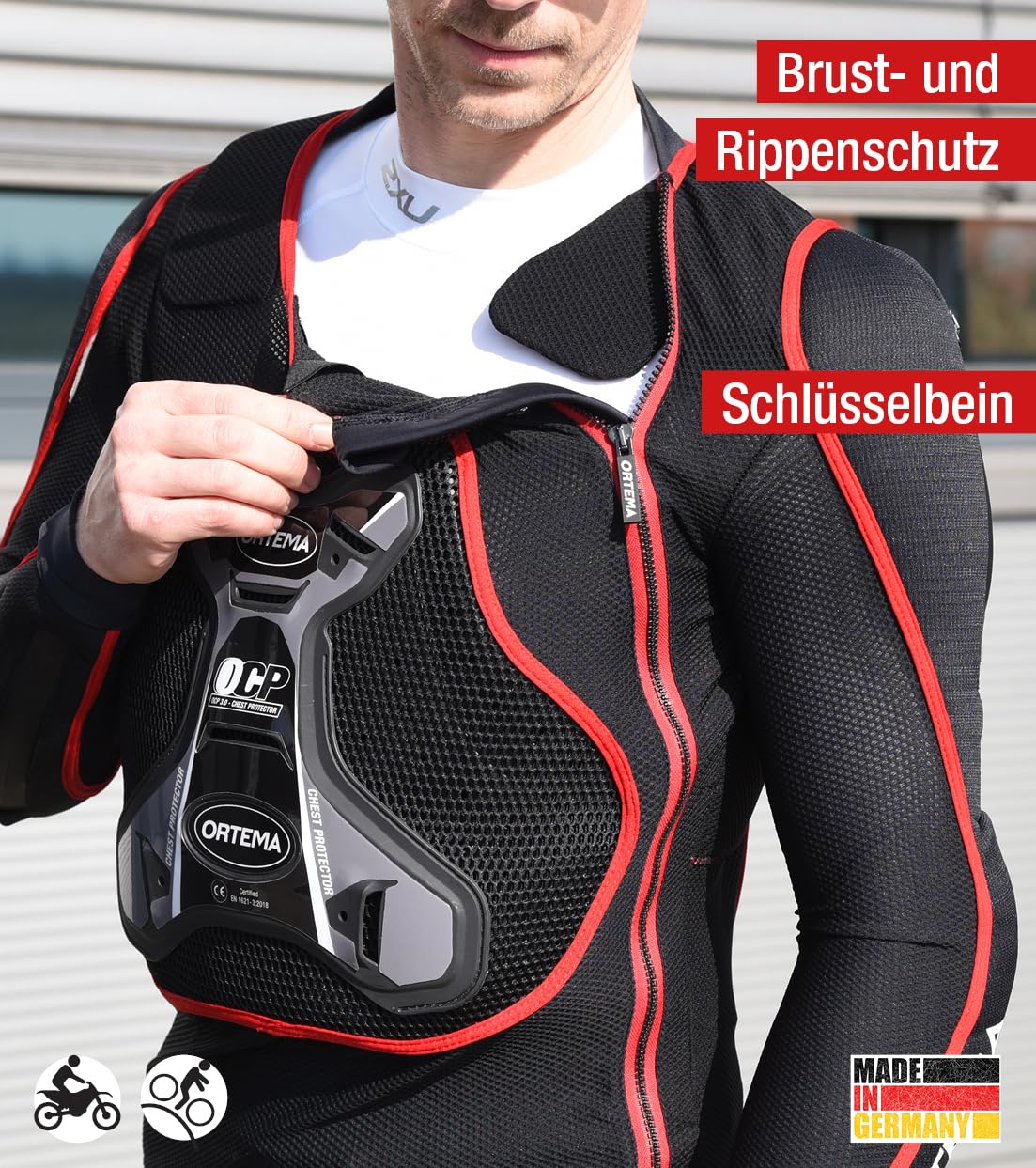 ORTEMA ORTHO-MAX Jacket DUO (M) - Protektorenjacke für den optimalen Rundumschutz - Schützt die Wirbelsäule, Brust, Schultern und Ellenbogen - Motocross/Enduro