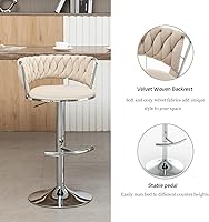 Vista 10 de Gold Velvet Bar Stools Set of 4, Counter Height Barstools with Low Back, Swivel Bar Stool for Kitchen Island, Pub (Grey)