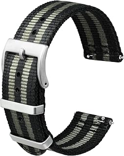 ANBEER Two-Piece Quick Release Nylon Watch Strap with Metal Loop, Double Layered Woven Nylon Watch Band