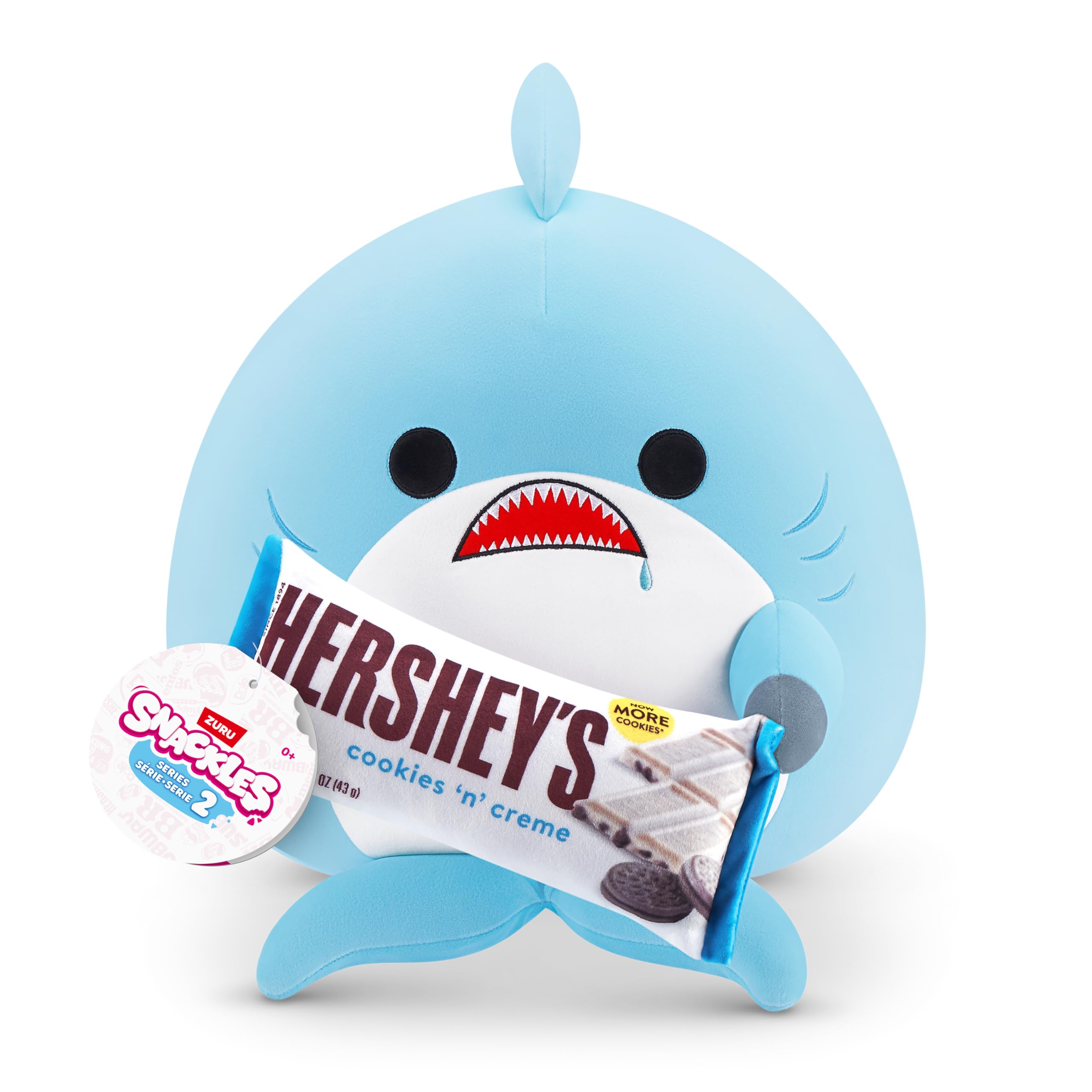 Snackles Series 2 Shark & Hershey (Cookies n Cream) 14 Inch Plush by ZURU, Ultra Soft Collectible Stuffed Animal Gift