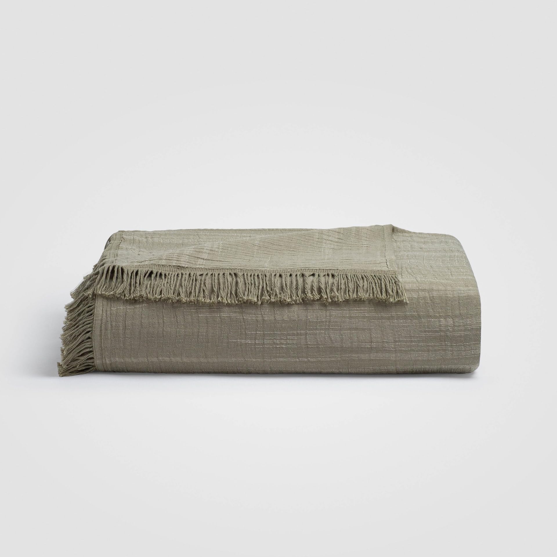 King/California King Bedspread – Zen Sage Fringe 100% Cotton Quilted Coverlet, Lightweight Quilt, Luxury All Season Bedding, Soft Breathable Cotton Bedspread, Pre-Washed, Machine Washable-image-7