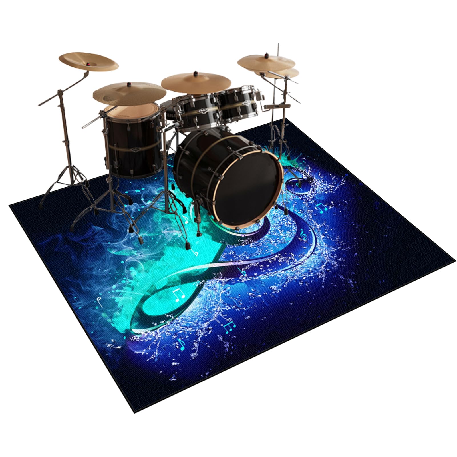 Tappeto Drum, Tappeto Batteria, Tappetino Antiscivolo Insonorizzato, Tappeto a Tamburo, Tappetino per Batteria Elettronica, Drum Carpet per Batteria Elettronica Grancassa Rullante 120 x 100 cm