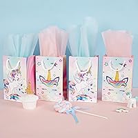 Vista 5 de WERNNSAI 16 bolsas de regalo de unicornio – Suministros de fiesta de unicornio arco iris bolsas de regalos para niñas y niños, bolsa de cumpleaños