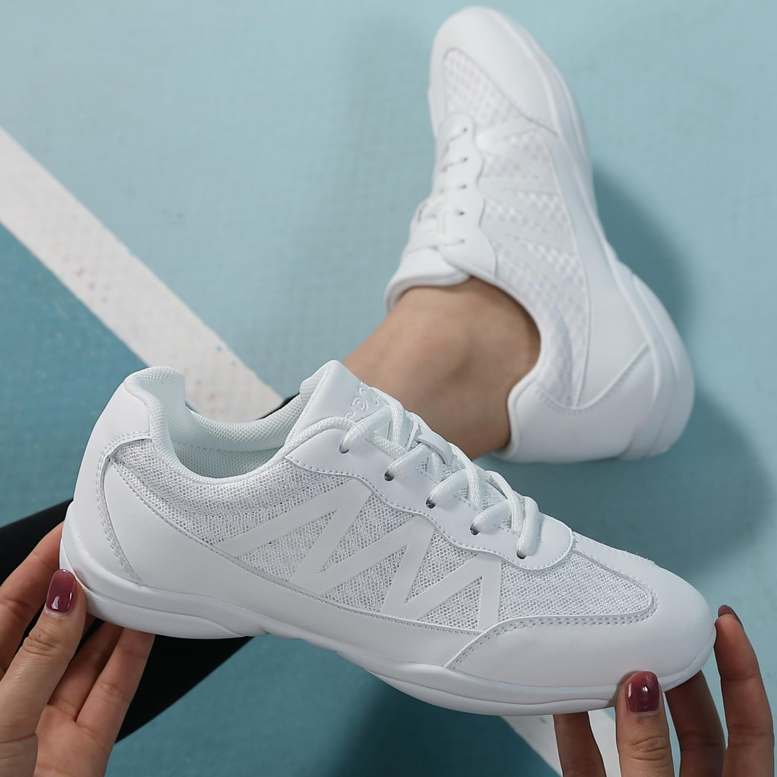 Scarpe da Cheerleading Cheerleader Donna Scarpe Allenamento Cheer Varsity Ginnastica Bianche Bambino Jazz Yoga per Ragazze da Ballo per attività all'Aria Aperta con Lacci