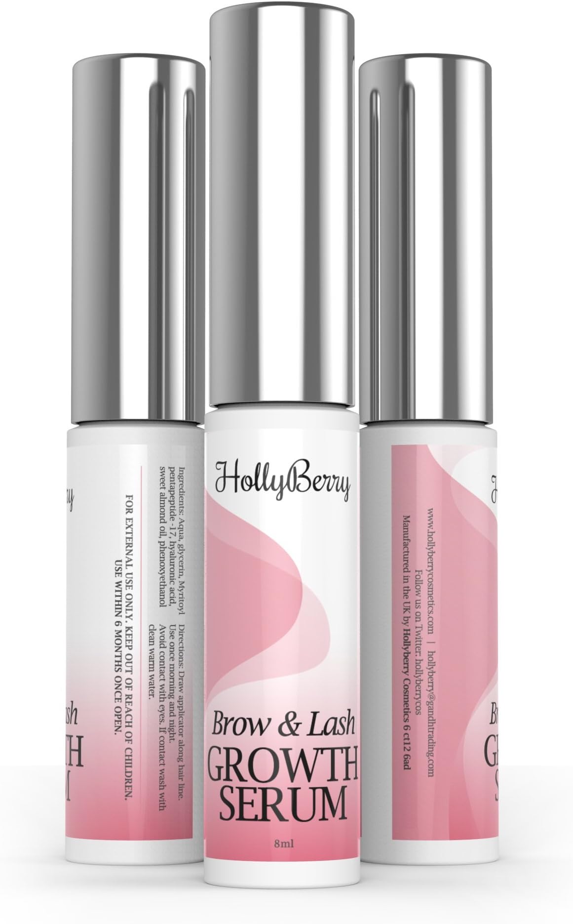 Eyelash and Eyebrow Max strength peptide Growth Enhancing Serum Conditioner For Longer Lash and Brows by Hollyberry Cosmetics