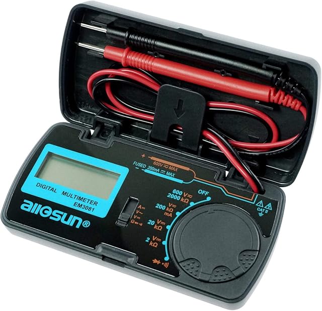 allsun Digital Pocket Mini Multimeter Volt Tester Multi Meter Electrical Tester Multimeter Voltmeter Tester EM3081