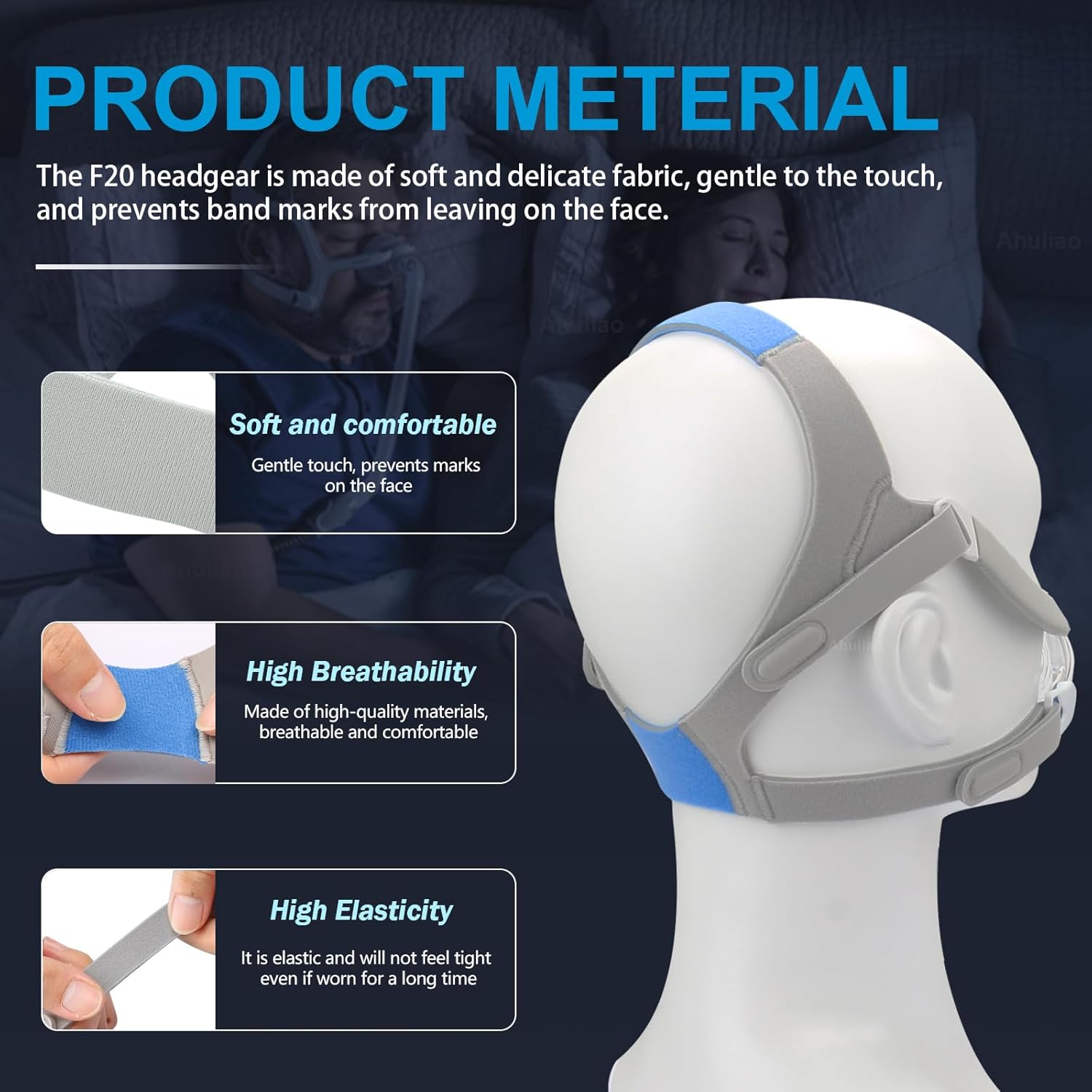 F20 Headgear Compatible with ResMed AirFit/AirTouch F20 Full Face Mask Replacement Headgear - Large (1 Headgear + 2 Magnetic Clips) - Image 6