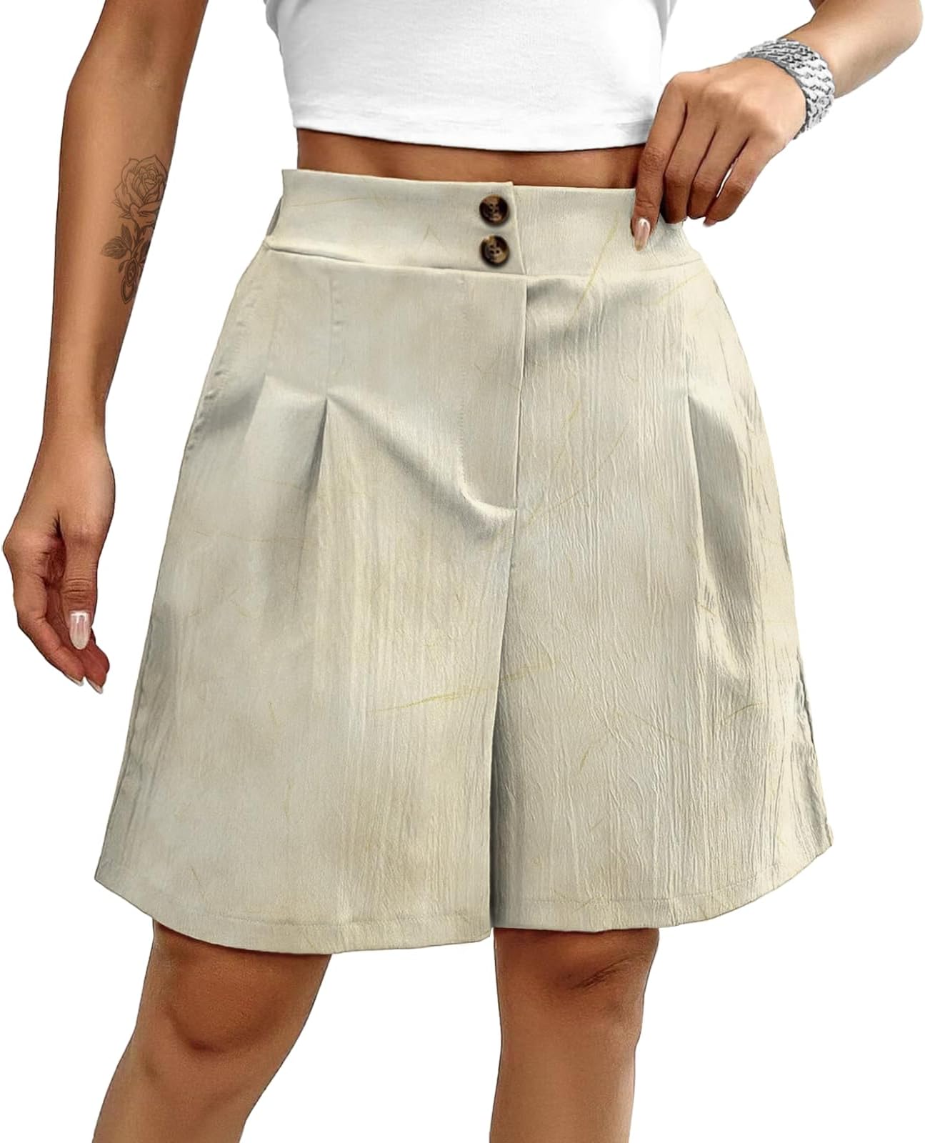 - Workout Shorts Women High Waisted Button Down Loose Fit Boho Floral Beach Vacation Summer Casual Trendy Pants