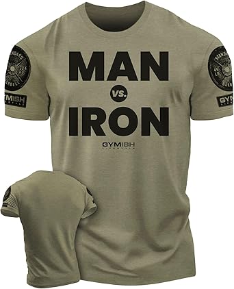 Gymish Lifestyle Man Vs Iron Weight Lifting Shirts for Men Workout Gym Shirts