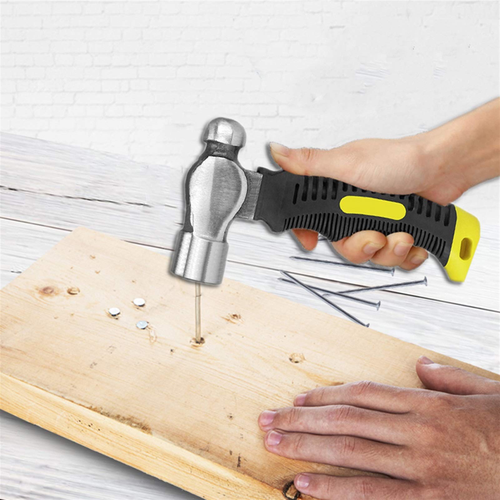 Martillo Martillo pequeño de cabeza redonda Martillo de metal duro Mango de goma antideslizante de doble cara Herramienta manual Herramienta para trabajar la madera Acero con alto contenido de carbon