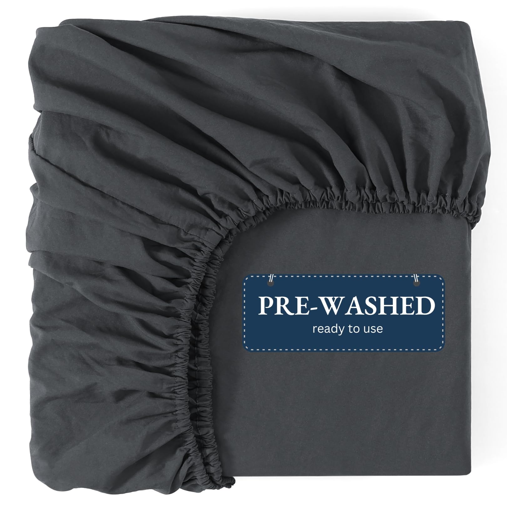 Fitted Sheet Single, Charcoal – Pre-Washed, Deep Pocket 14 inch (35 cm) - Easy Care - So...