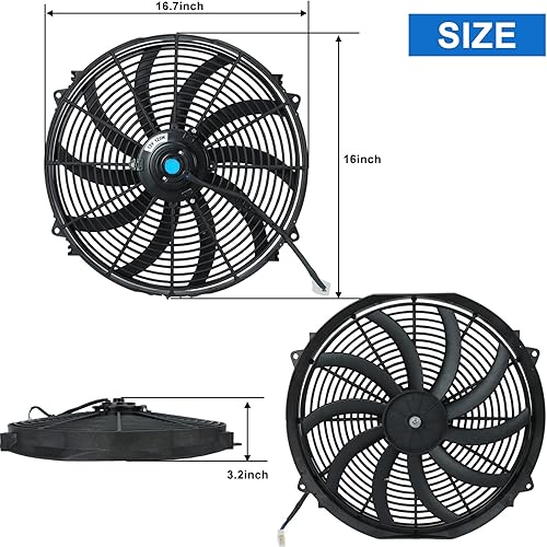 Miniatura 3 de Ventilador universal delgado de 16 pulgadas ventilador eléctrico de 12 V 120 W con kit de montaje