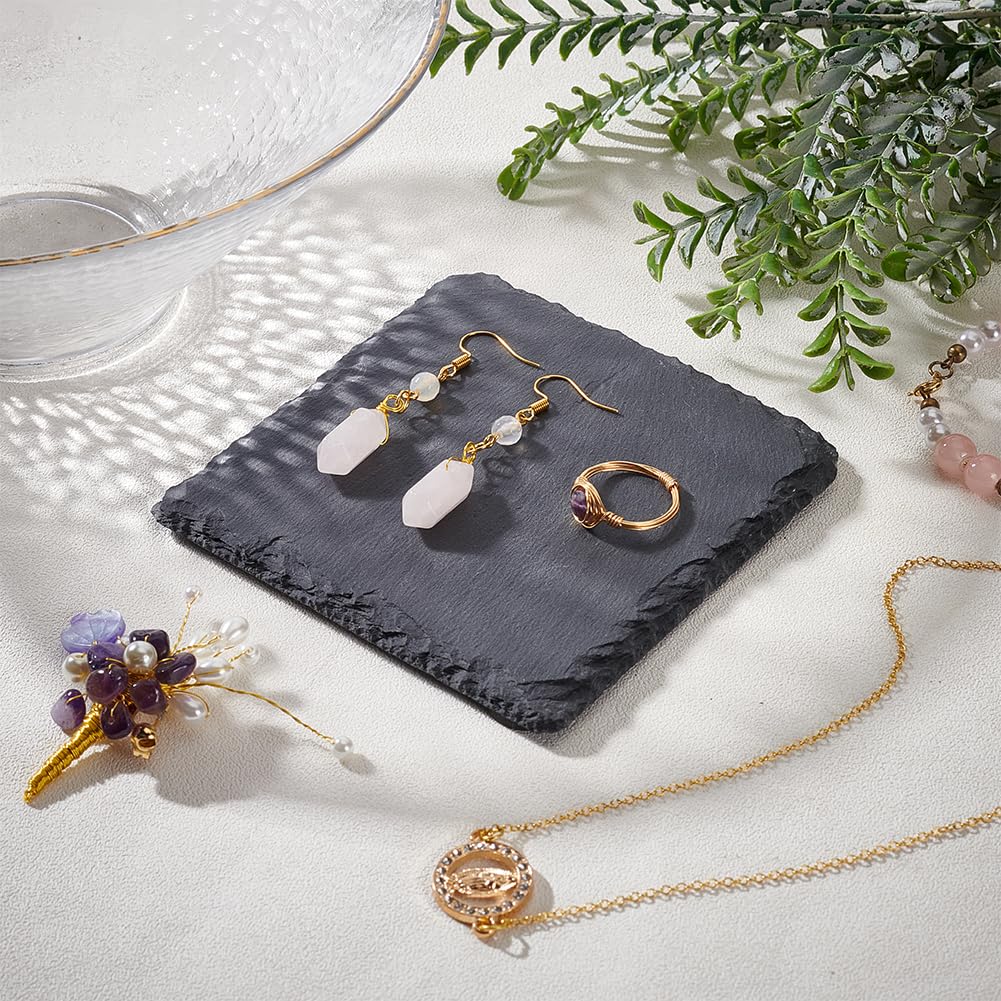 FINGERINSPIRE Schmucktablett Aus Walnuss - Samt Schwarz Rund Für Ohrringe & Ringe