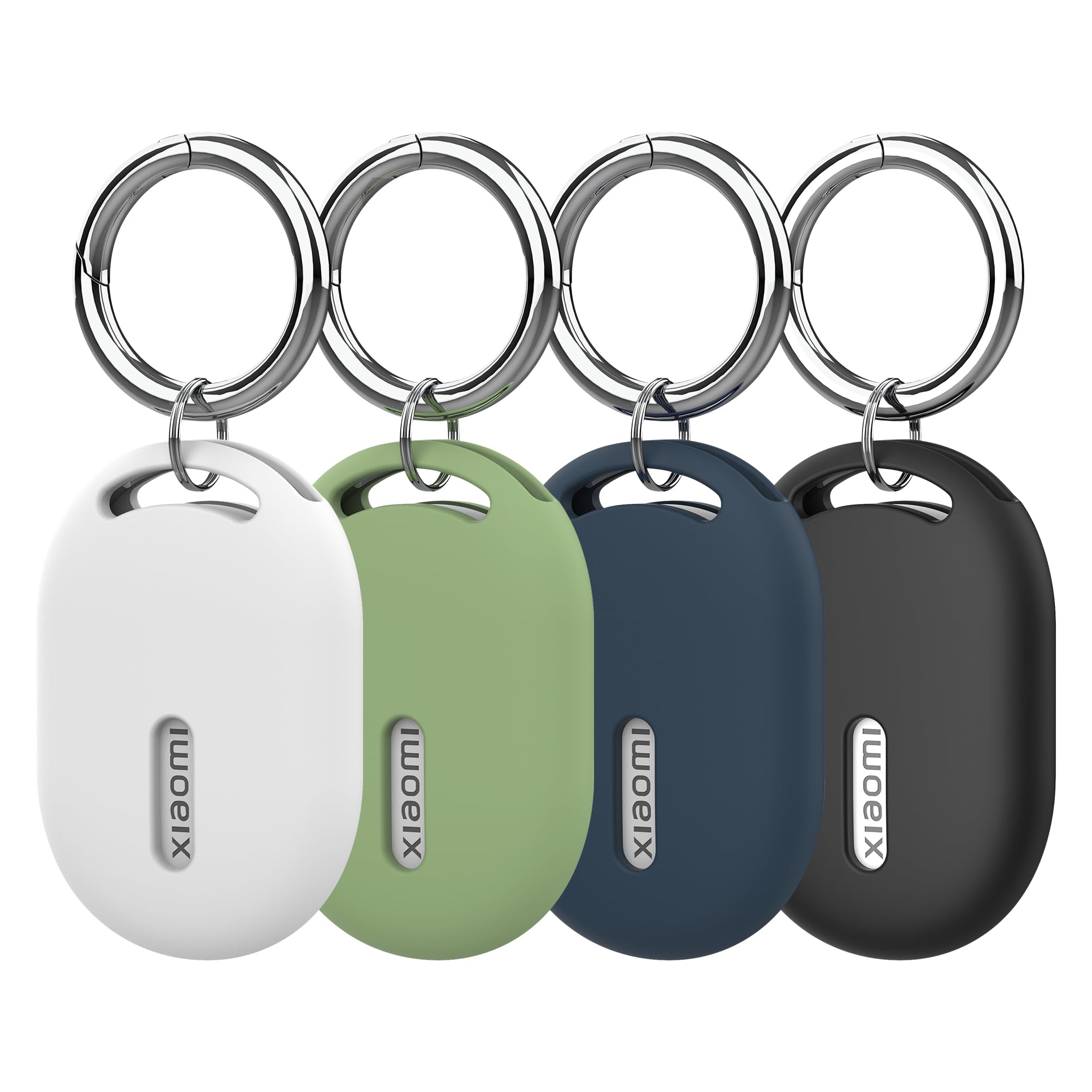 NEWZEROL Zestaw 4 ochronnych etui z miękkiego silikonu i odpornego na zarysowania, kompatybilne z Xiaomi Smart Tag, z kluczykiem, ochrona przed zarysowaniami i uderzeniami, dla Xiaomi Tag - Czarny