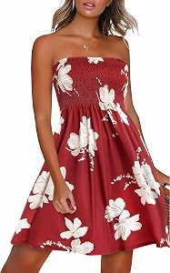 Summer Dresses for Women Beach Casual Sundress Strapless Off Shoulder Cover Ups